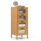 Natural Wicker Storage Cabinet with Tempered Glass Drawers and Soft-Close Slides